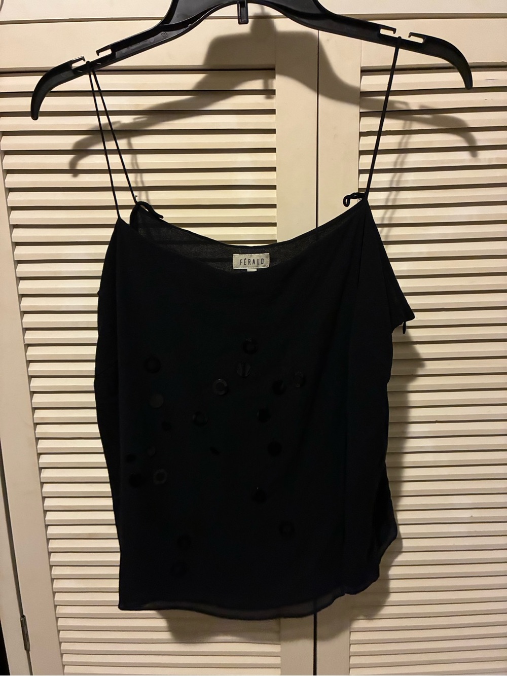 Vintage FÉRAUD Paris 100% Black Sequin Tank with sequins
